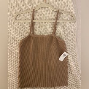 Ribbed brown tank top- size M- cropped